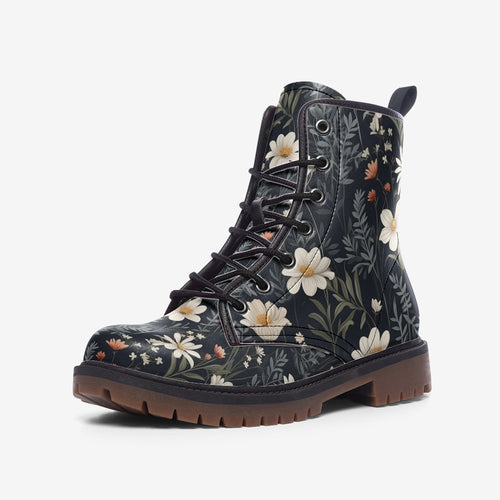 Explore the enchanting Cottagecore Floral Vegan Combat Boots. Made from eco-friendly vegan leather, these boots combine sustainability with a timeless cottagecore floral design. Shop now!