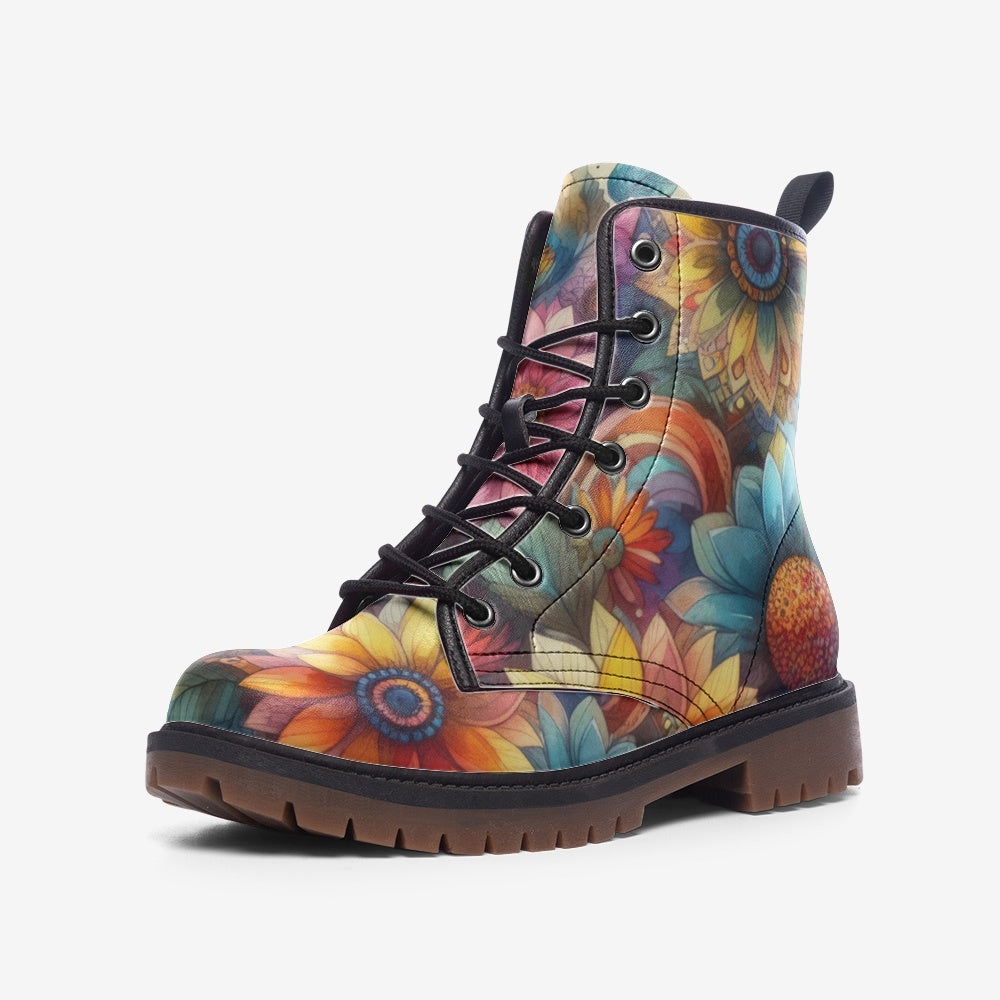 Step into bold floral style with our Floral Fantasy Vegan Combat Boots. Made from cruelty-free vegan leather, offering comfort, durability, and vibrant colors. Order your eco-conscious boots today!

