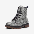 Shop our Grey Plaid Vegan Combat Boots for a timeless yet eco-conscious look. Made from cruelty-free vegan leather, these boots offer durability, comfort, and sustainable fashion. Perfect for men and women!