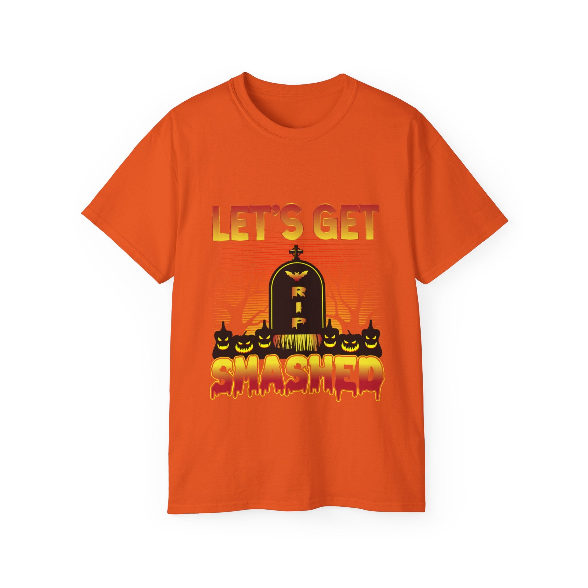 Get ready to party this Halloween with our "Let's Get Smashed" t-shirt in vibrant orange! Perfect for Halloween parties and pub crawls, this premium cotton tee is comfy, fun, and eco-friendly.