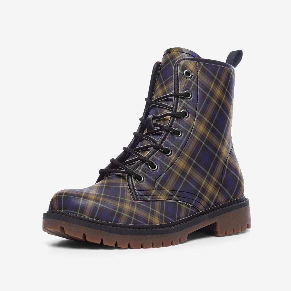 Elevate your style with our Plaid Vegan Combat Boots, perfect for men and women. Made from cruelty-free vegan leather, these durable boots are designed for both comfort and sustainability. Shop now!