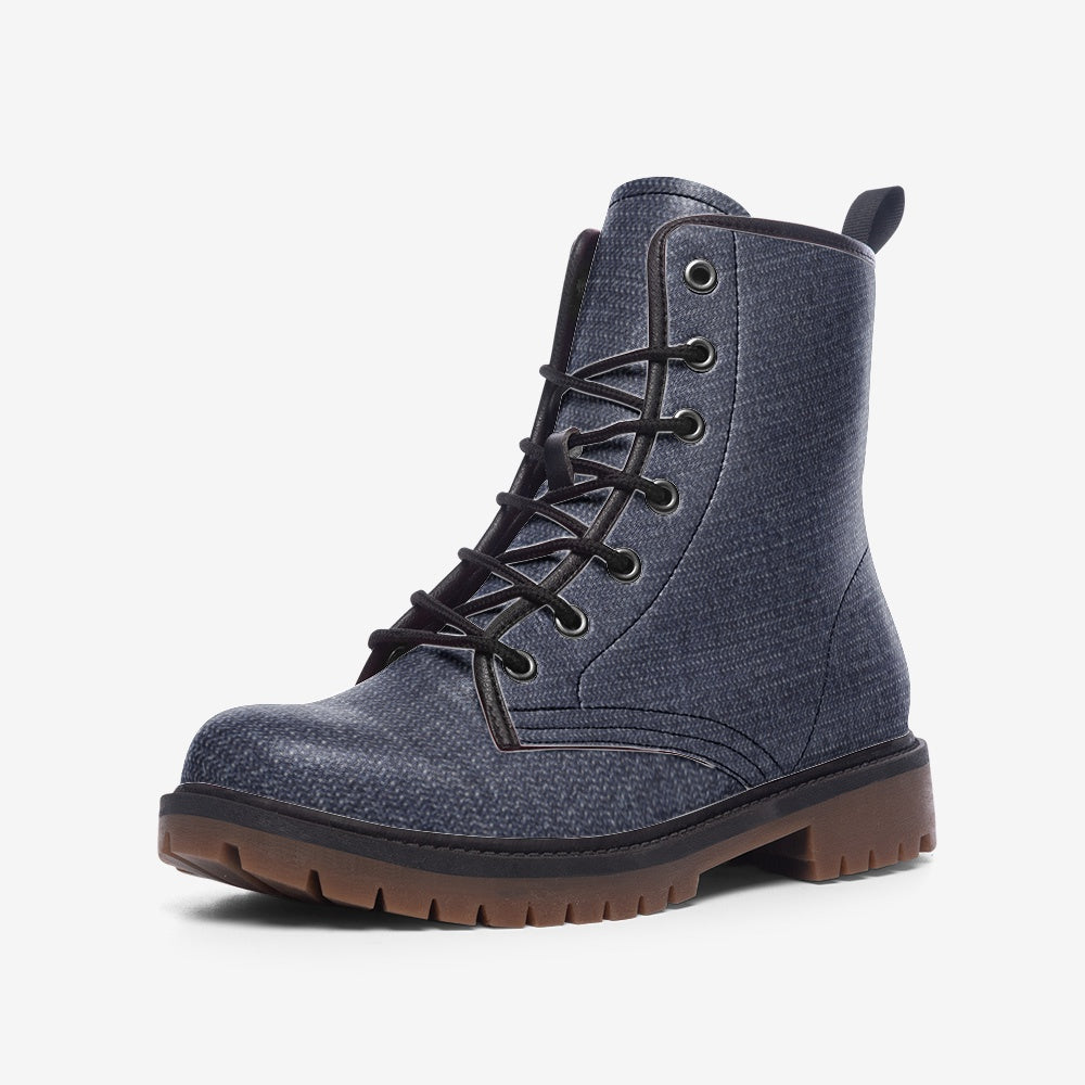 Shop stylish Vegan Combat Boots in navy. Durable, eco-friendly, and cruelty-free. Perfect for any occasion. Order now for ethical fashion that lasts!