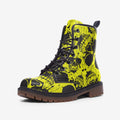 Yellow Skull Vegan Combat Boots for Women