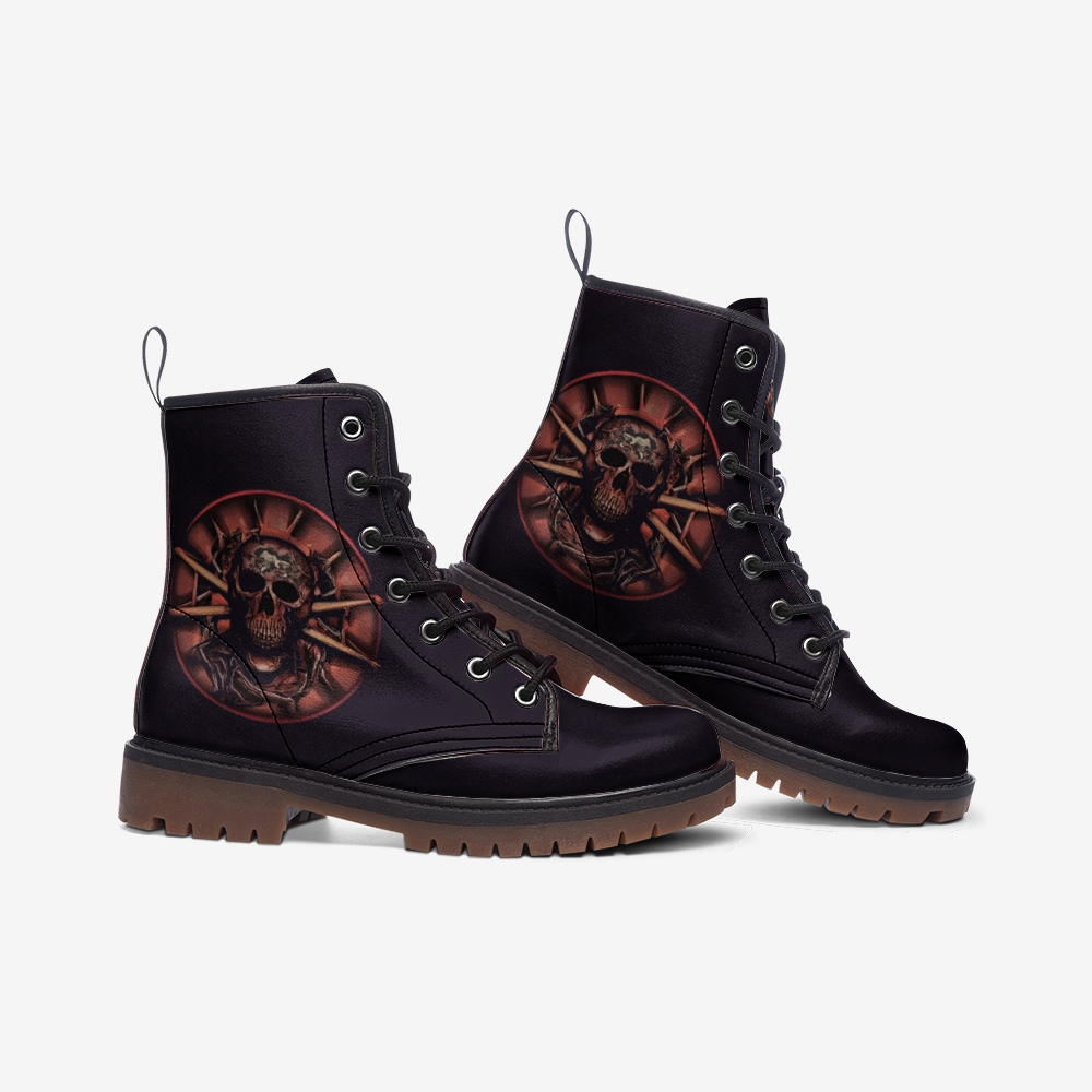 Vegan Combat Boots Skull