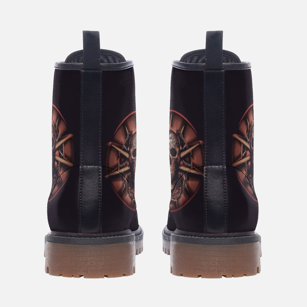 Vegan Combat Boots Skull