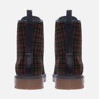 Red and Black Plaid Combat Boots