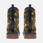 Vegan Combat Boots Dark Floral Skull