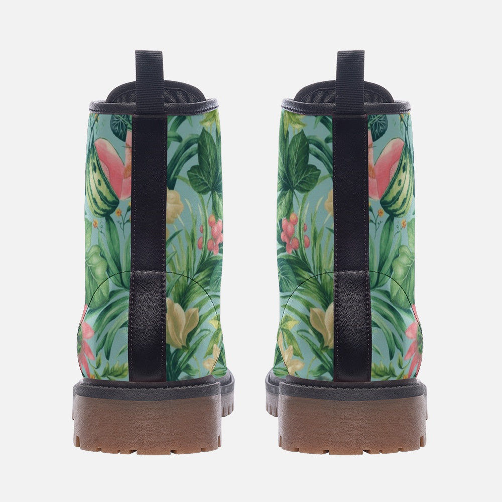 Botanical Floral Combat Boots – Vegan Nature Style