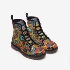 Vegan Combat Boots Hippie Colorful Peace Flower