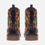 Vegan Combat Boots Hippie Colorful Peace Flower