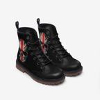Vegan Combat Boots Union Jack Skull