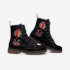 Vegan Combat Boots Union Jack Skull