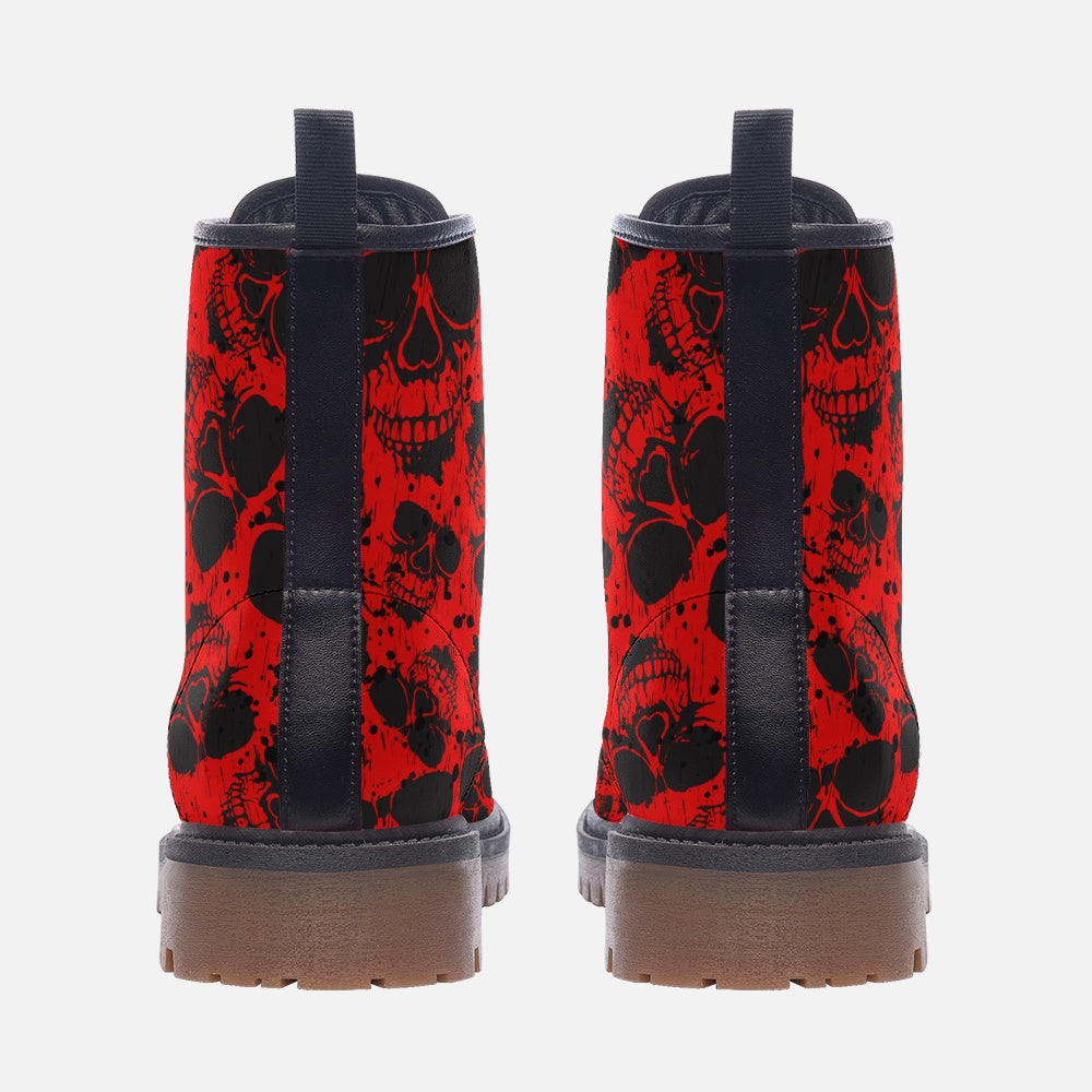 Red Skull Vegan Combat Boots