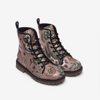 Mystic Palmistry Vegan Combat Boots – Skull & Botanical Print