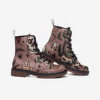 Mystic Palmistry Vegan Combat Boots – Skull & Botanical Print