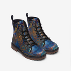 Mandala Blue Vegan Combat Boots
