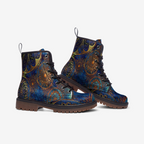 Mandala Blue Vegan Combat Boots