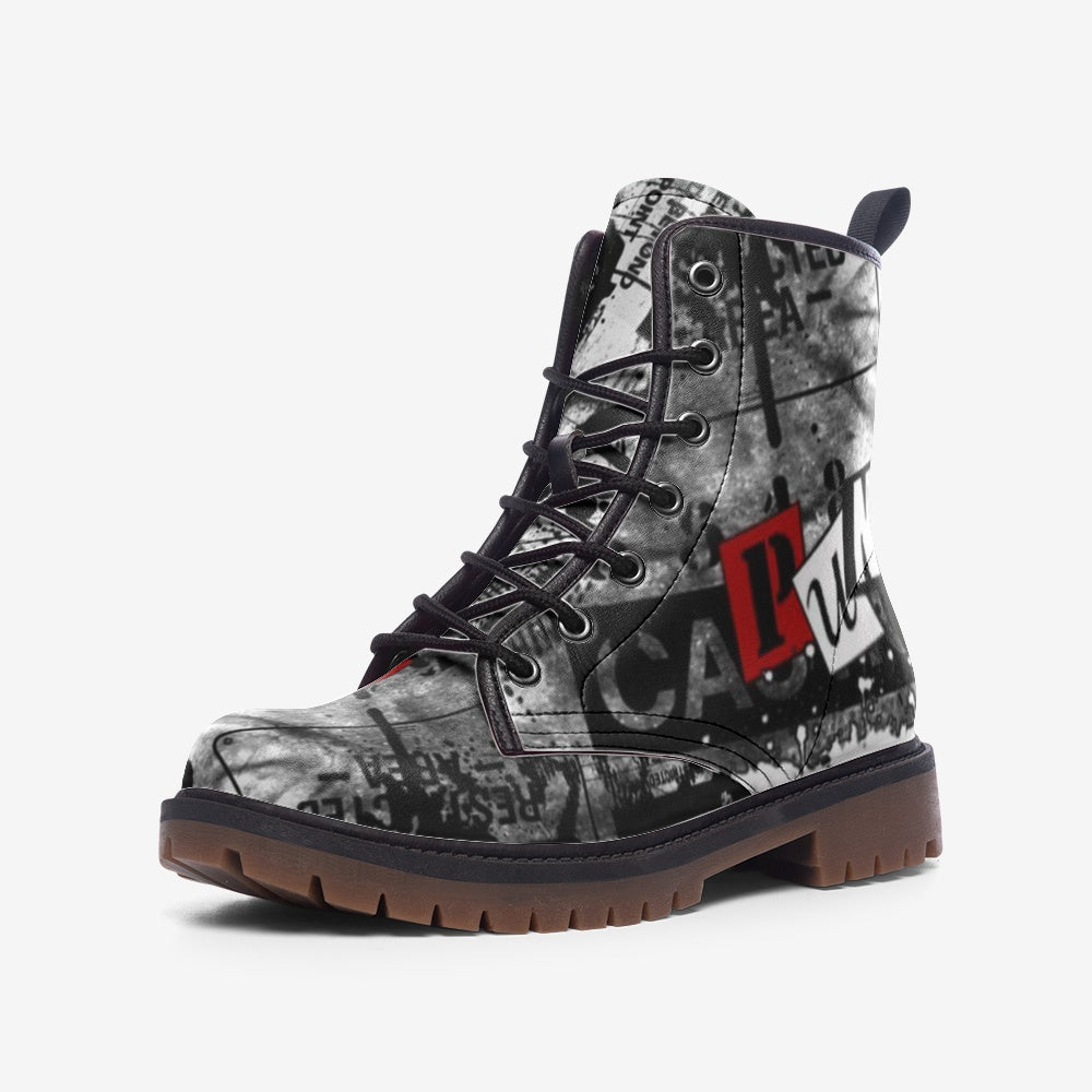 Urban Typography Combat Boots – Vegan Street Style