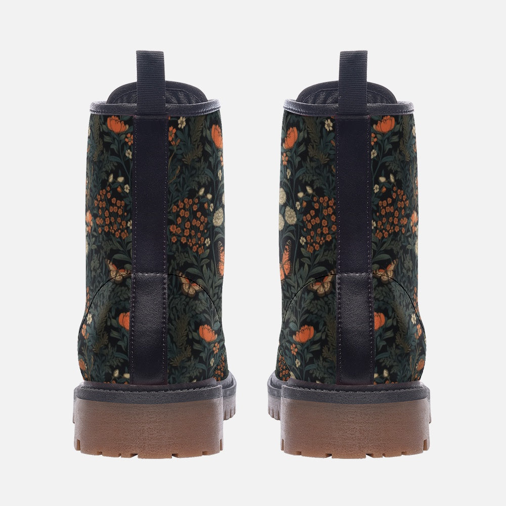 Floral faux leather boots with soft interior lining