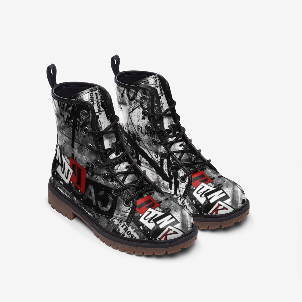 Urban Typography Combat Boots – Vegan Street Style