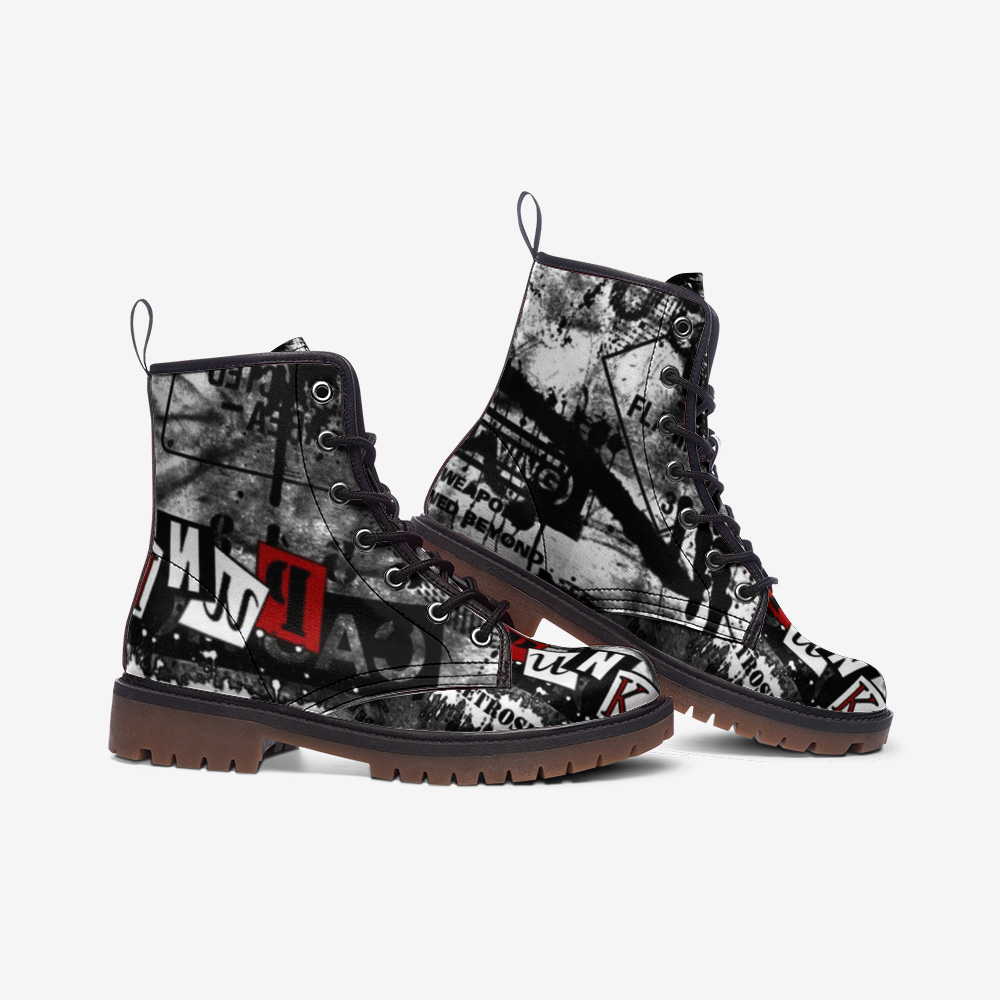 Urban Typography Combat Boots – Vegan Street Style