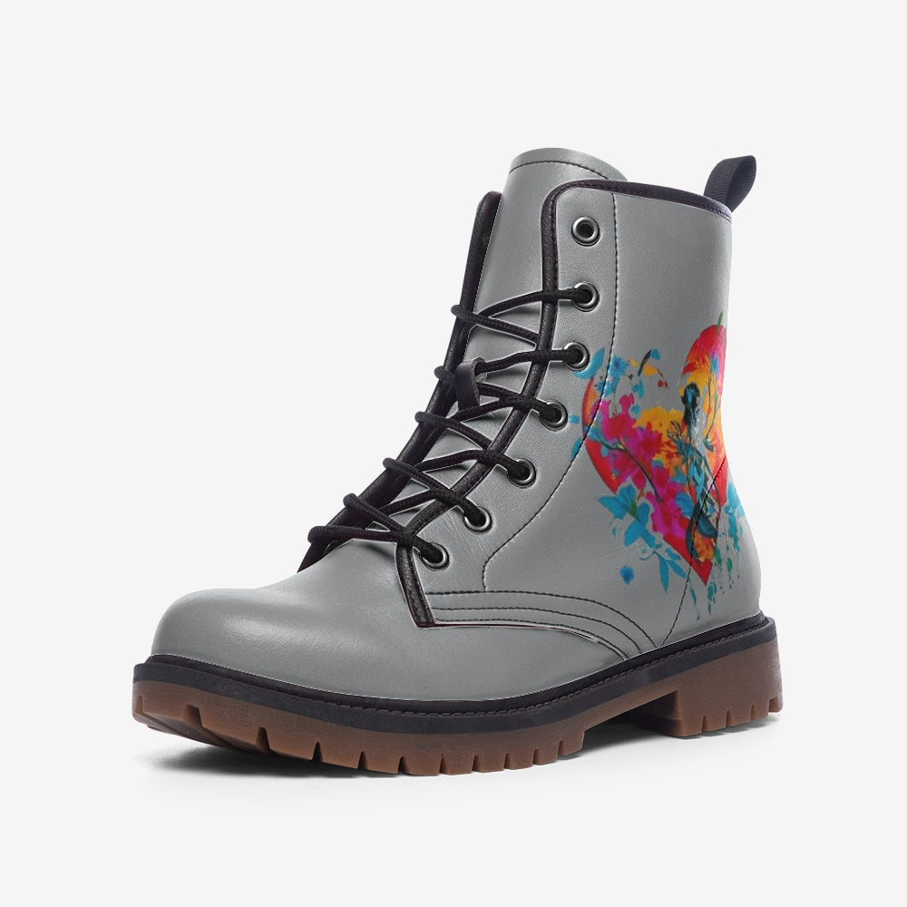 Vegan Combat Boots Heart