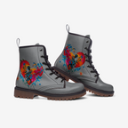 Vibrant Heart Vegan Combat Boots - Eco-Friendly and Unique Design