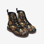Skull & Floral Combat Boots – Vegan Gothic Style