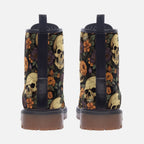 Skull & Floral Combat Boots – Vegan Gothic Style