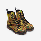 Peace Symbol Graffiti Vegan Combat Boots