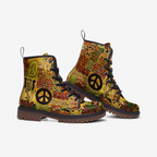 Peace Symbol Graffiti Vegan Combat Boots
