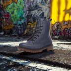 Blue Jean Combat Boots – Denim-inspired vegan style.