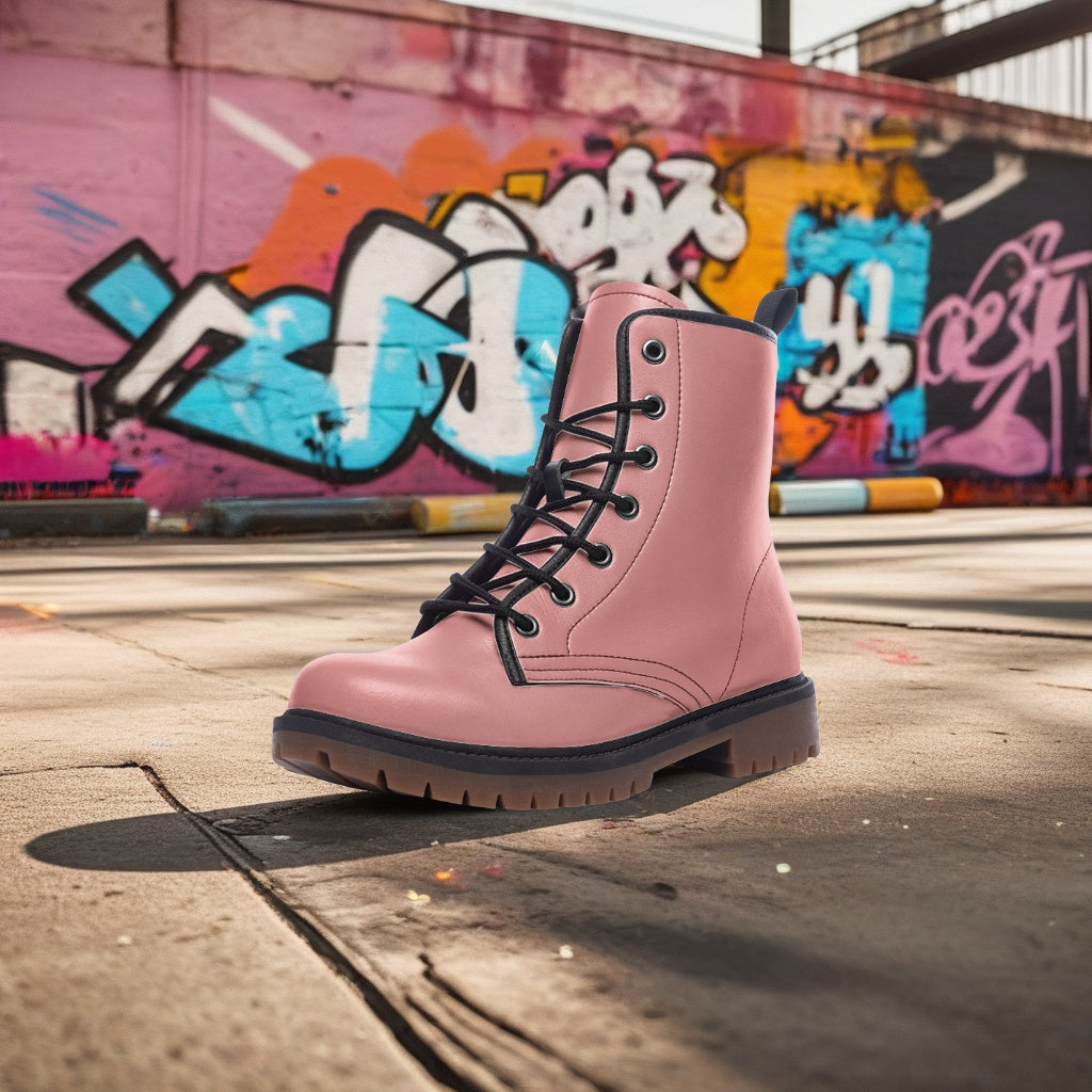 Blush Pink Combat Boots – Soft, bold, and effortlessly stylish.