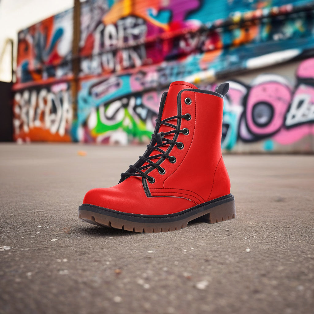 Fire Red Combat Boots – Bold, stylish, and built for fearless fashion