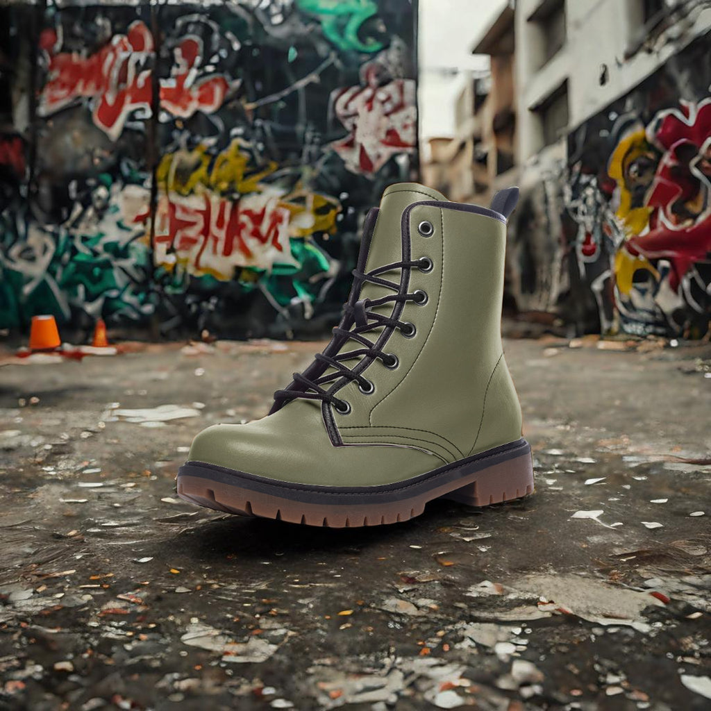 Olive Green Combat Boots – Grounded, bold, and sustainable.