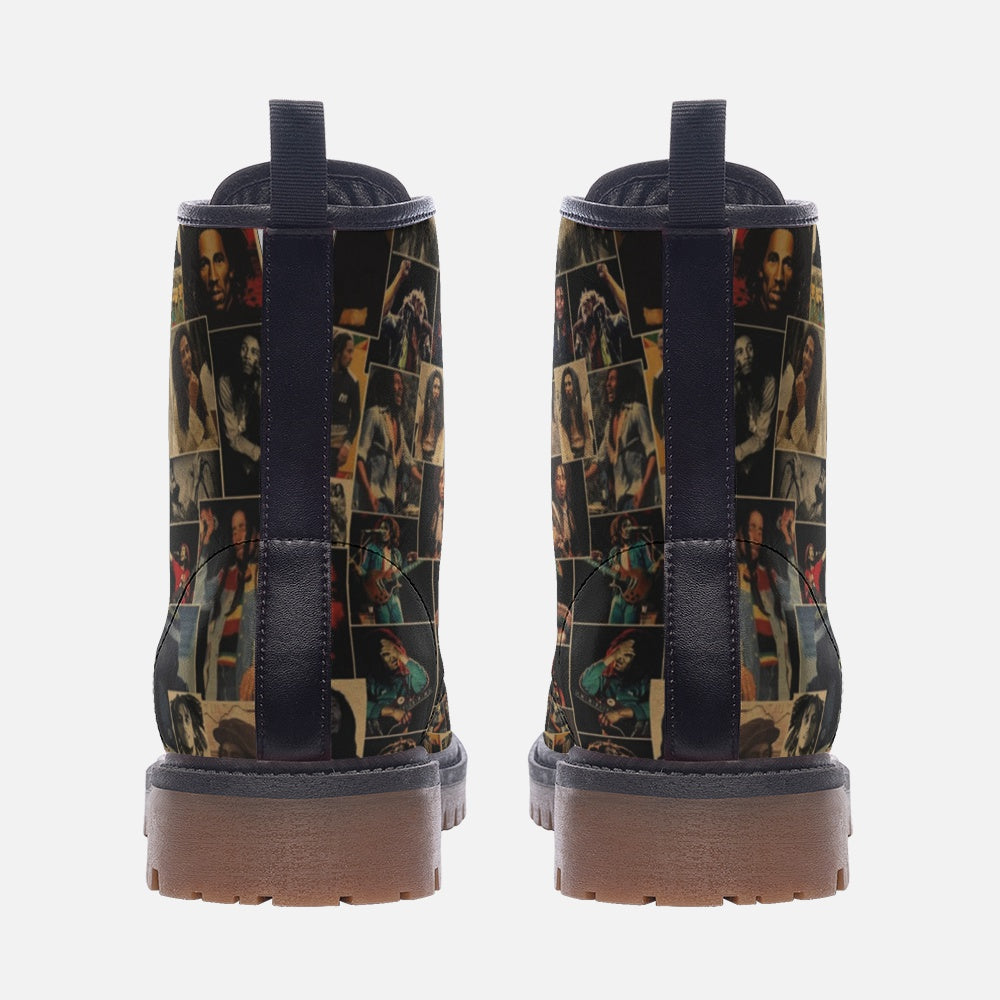 Bob Marley Collage Vegan Combat Boots
