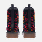Vegan Combat Boots Skull and Roses