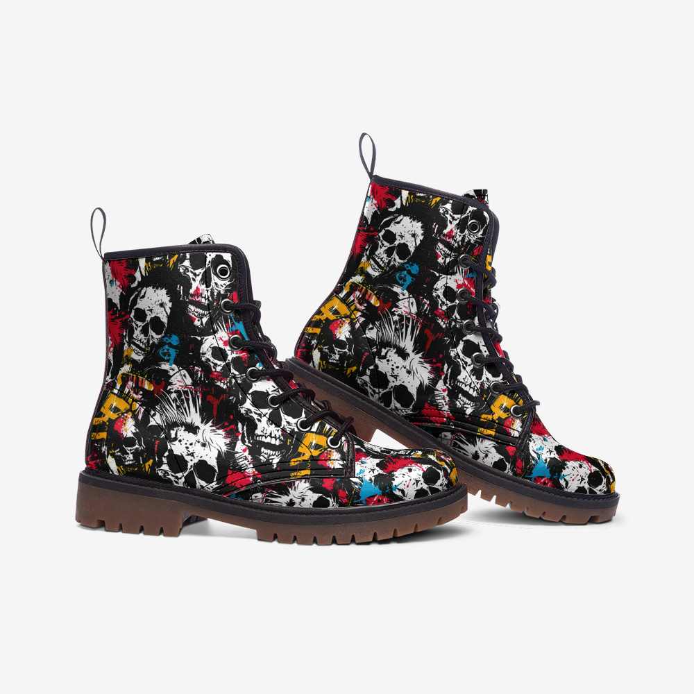 Skull-Print Vegan Combat Boots – Express Your Inner Rebel