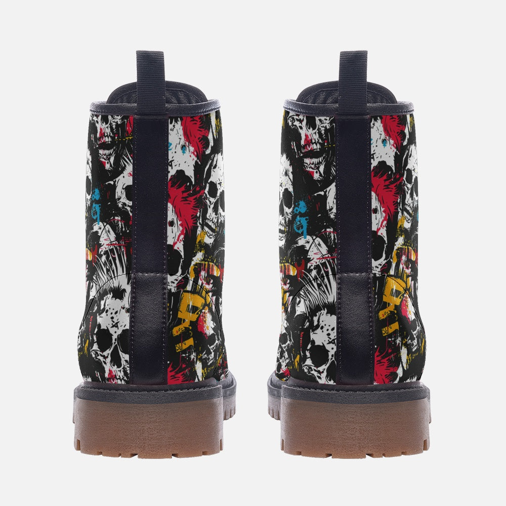 Skull-Print Vegan Combat Boots – Express Your Inner Rebel