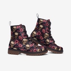 Skull & Rose Combat Boots – Vegan Gothic Style
