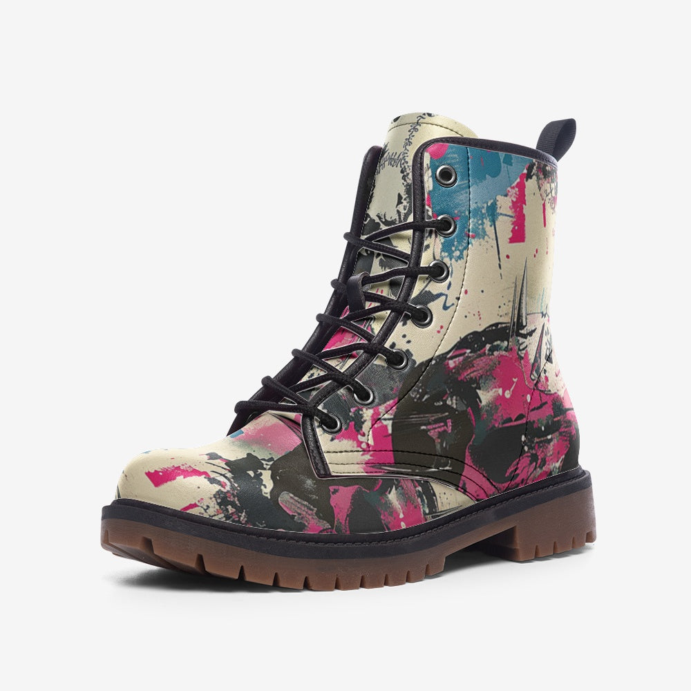 Abstract Art Combat Boots – Vegan Street Style