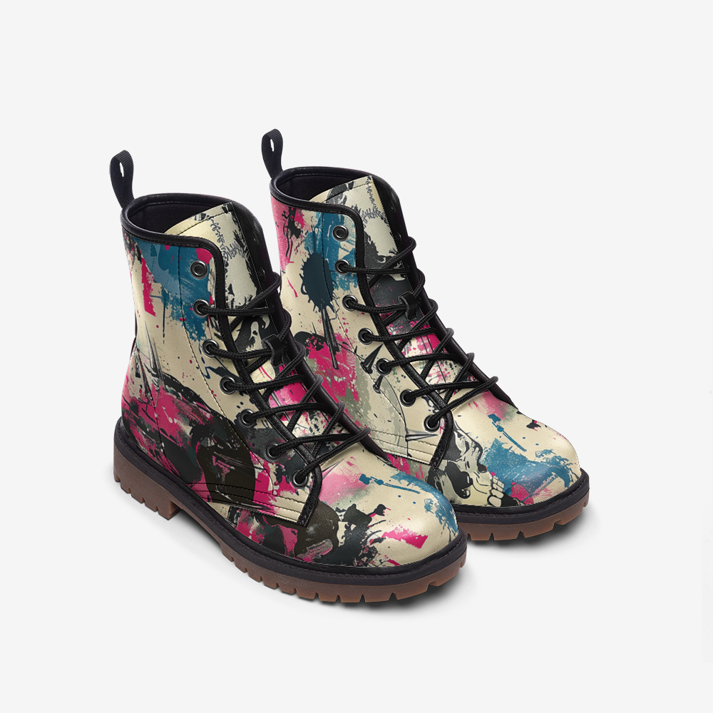 Abstract Art Combat Boots – Vegan Street Style