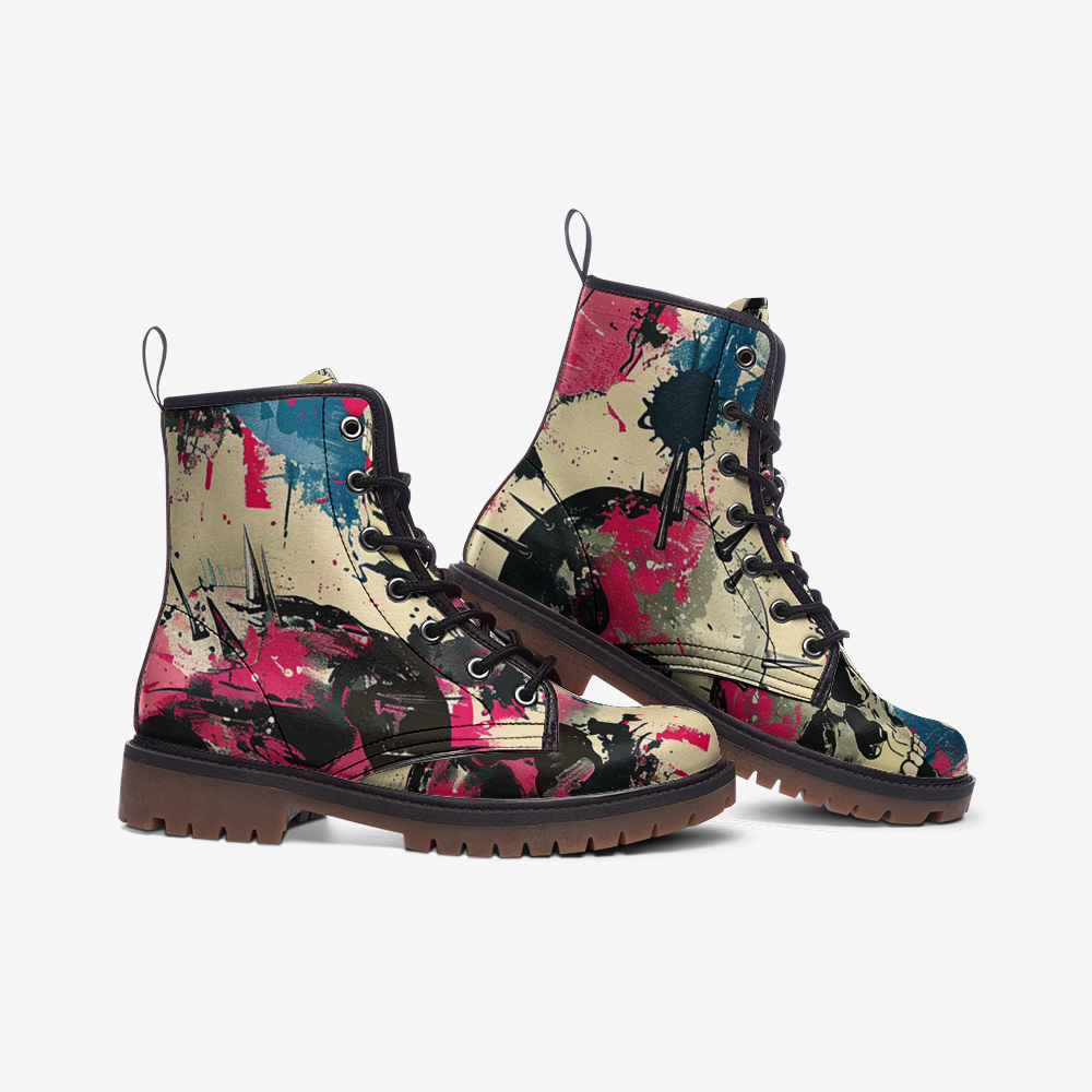 Abstract Art Combat Boots – Vegan Street Style