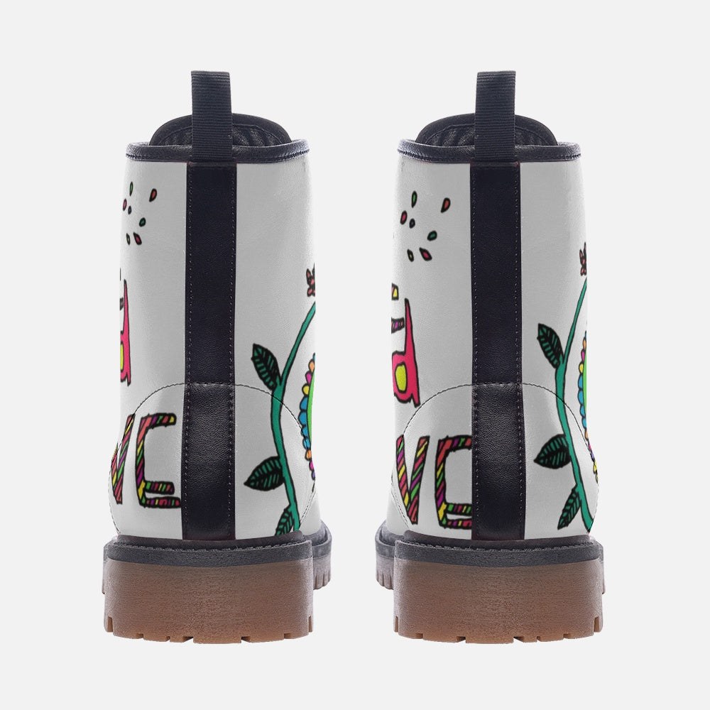 Vegan Combat Boots Hippie  Peace & Love Vegan