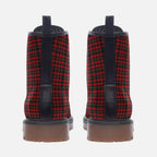 Red Plaid Vegan Combat Boots - Classic  Eco-Friendly