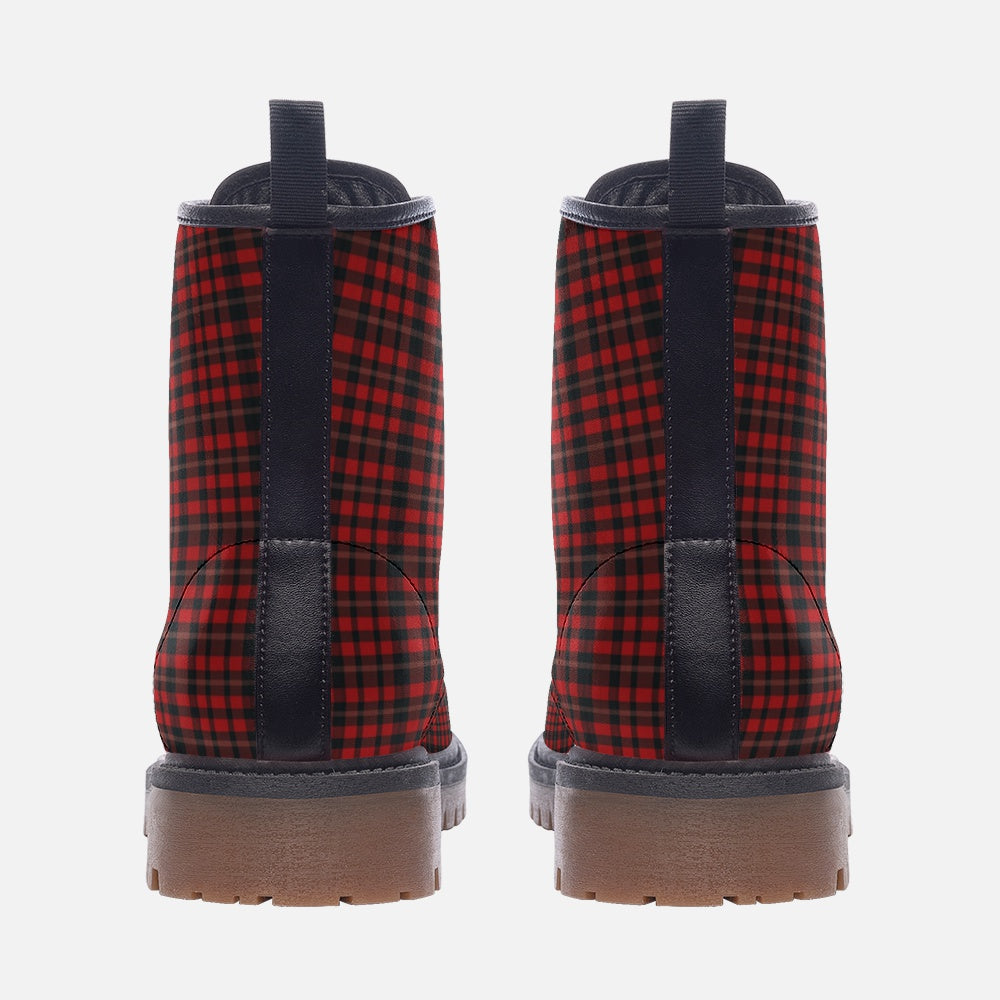 Red Plaid Vegan Combat Boots - Classic  Eco-Friendly