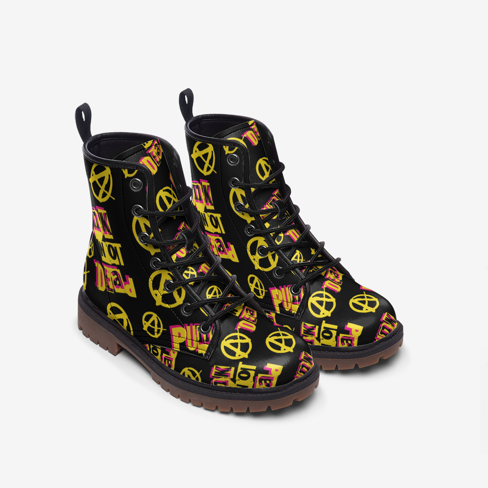 Punk Not Dead" Vegan Combat Boots – Unleash Your Inner Rebel