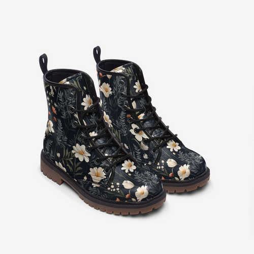 Cottagecore Floral Vegan Combat Boots