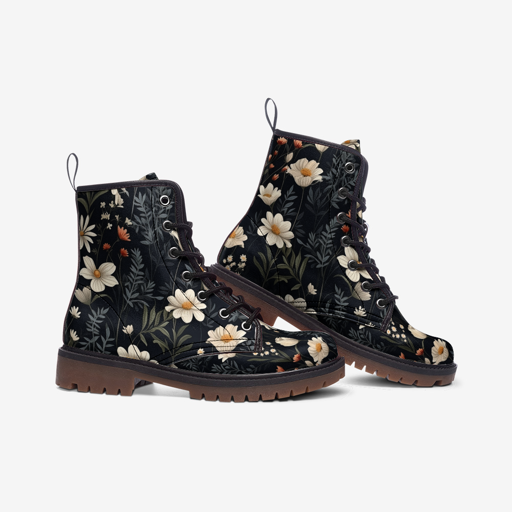 Cottagecore Floral Vegan Combat Boots