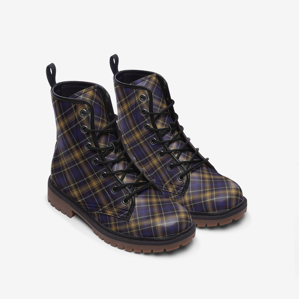 vegan Combat Boots Tartan